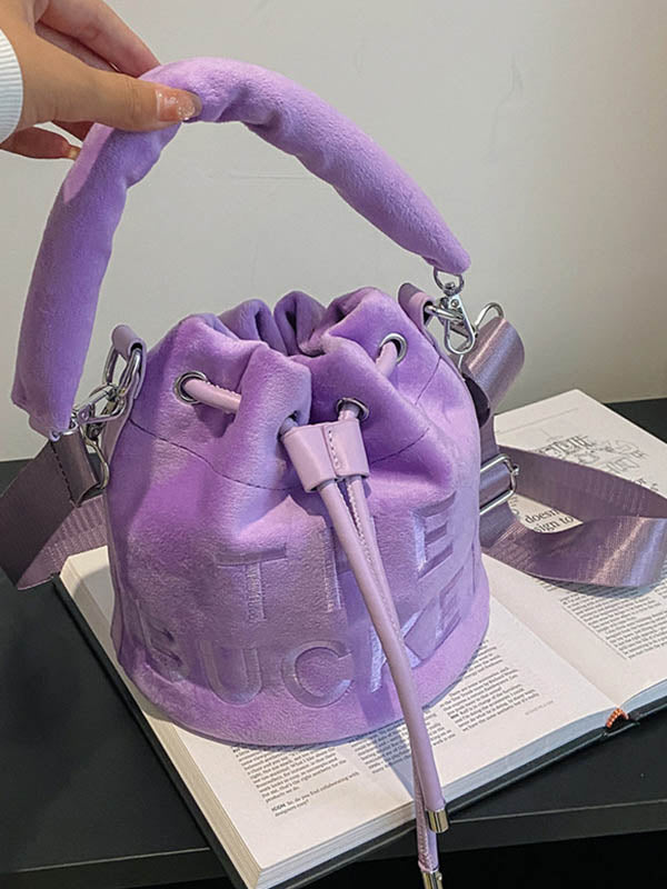 Drawstring Letter Print Handbags Crossbody Bags