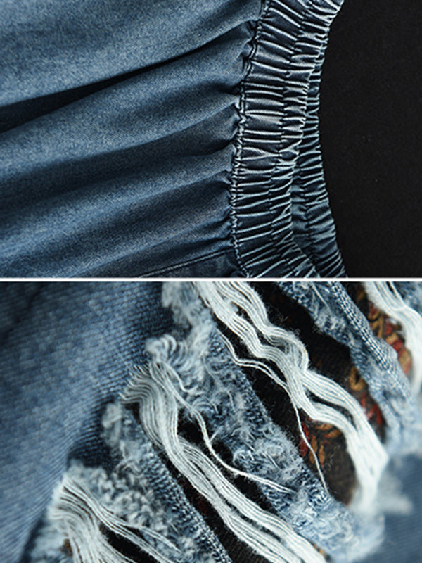 Harem Pants Loose Hollow Elasticity Jean Pants Bottoms