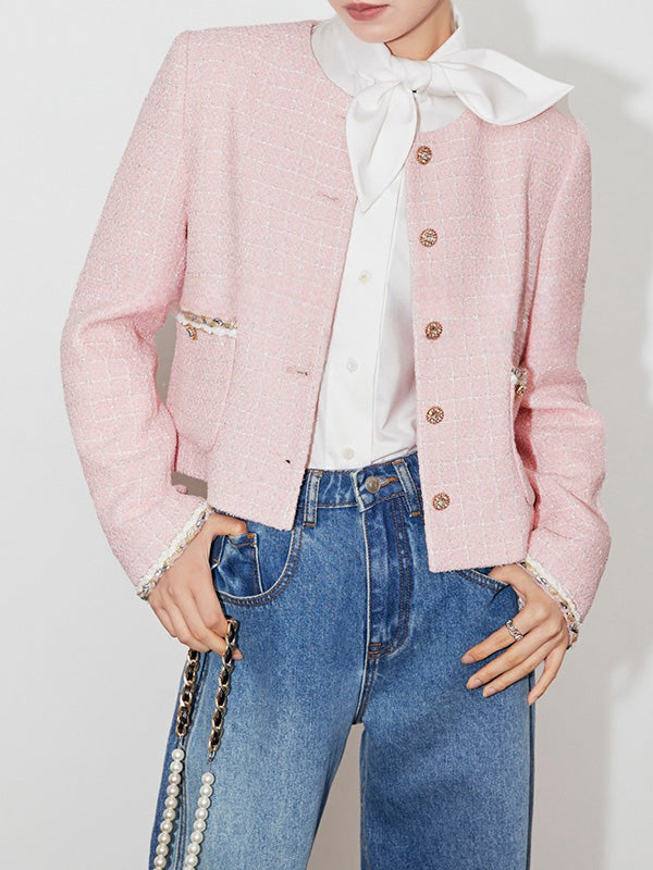 Buttoned Solid Color Long Sleeves Loose Mock Neck Blouses&shirts Tops