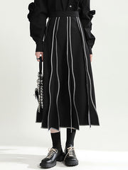 Original Irregular Contrast Color Striped Skirt