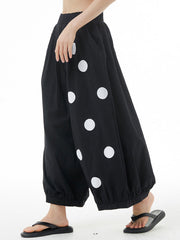Asymmetric Elasticity Polka-Dot Loose Ninth Pants Pants Cropped Trousers