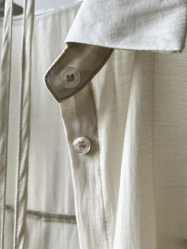 Loose Solid Color Long Sleeves Blouse + Pleated Shorts Two Pieces Set