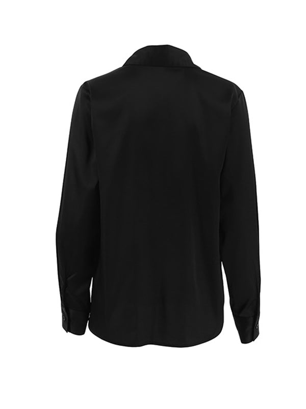Solid Color Split-Joint Long Sleeves Loose Lapel Blouses