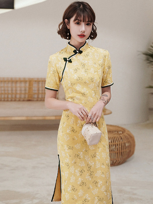 Original Applique Buttoned Stand Collar  Cheongsams