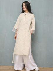 Jacquard Split-joint Ramie Cotton Ao Dai