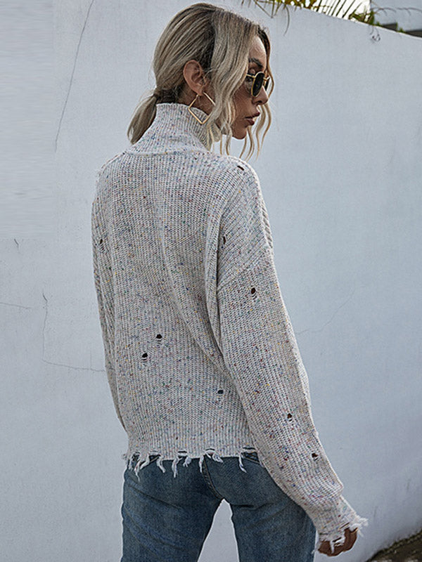 Urban Knitting Loose Hollow High-Neck Sweater