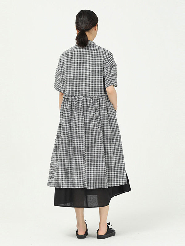 Loose Split-Side False-Two Cropped Midi Dress