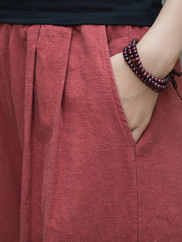 Elasticity Solid Color Wide Leg Trousers Pants