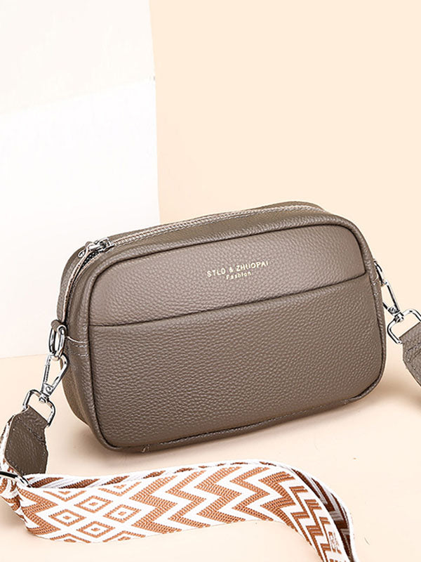 Letter Print Printed Solid Color Zipper Crossbody Bags