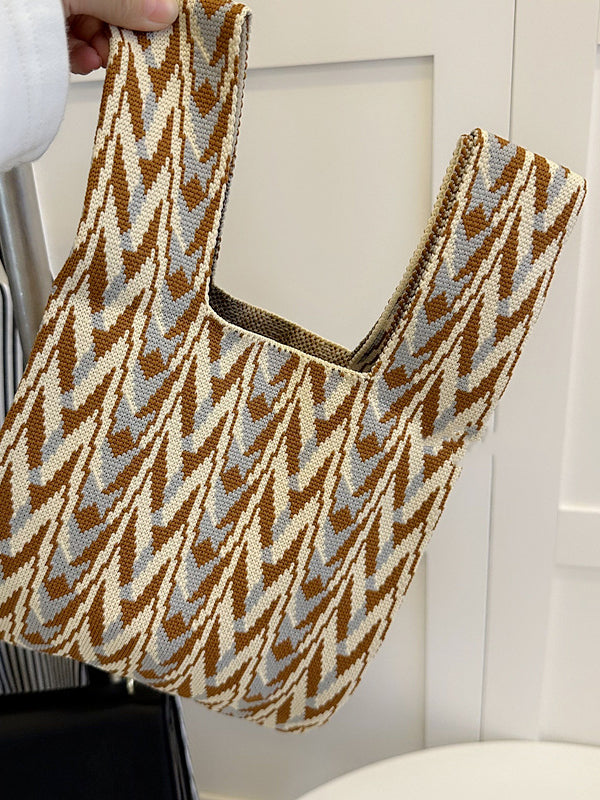 Geometric Multi-Colored Woven Handbag Bags Accessories