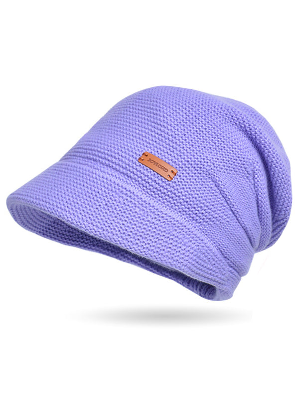 Flat Brim Solid Color Split-Joint Knitted Hats Hats