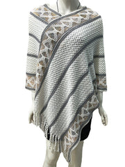 Asymmetric Tasseled Loose V-Neck Shawl&Cloak Cape