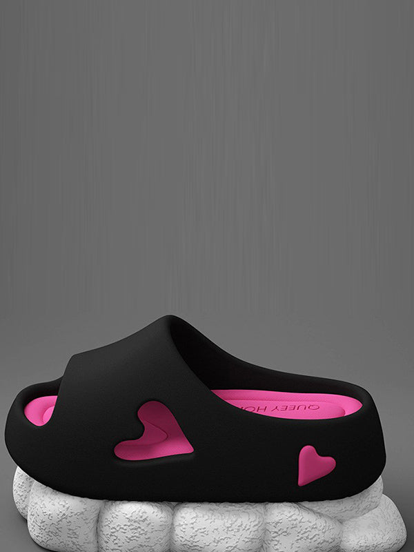 Contrast Color Hollow Open Toe Slippers Platform Shoes