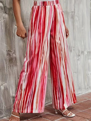 Elasticity Striped Loose Plus Size Trousers Pants