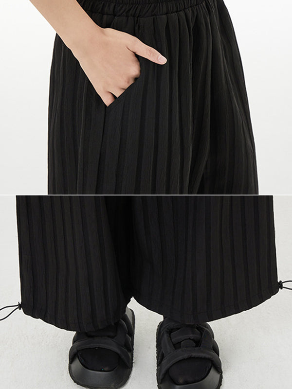 Ninth Pants Drawstring Striped  Wide Leg  Pants Bottoms
