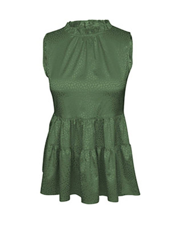 Casual Sleeveless Falbala Round-Neck Vest Top