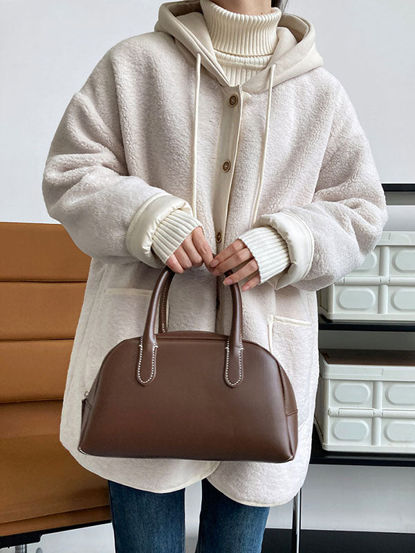 Original Creation Long Sleeves Loose Buttoned Keep Warm Hooded Coats Outerwear