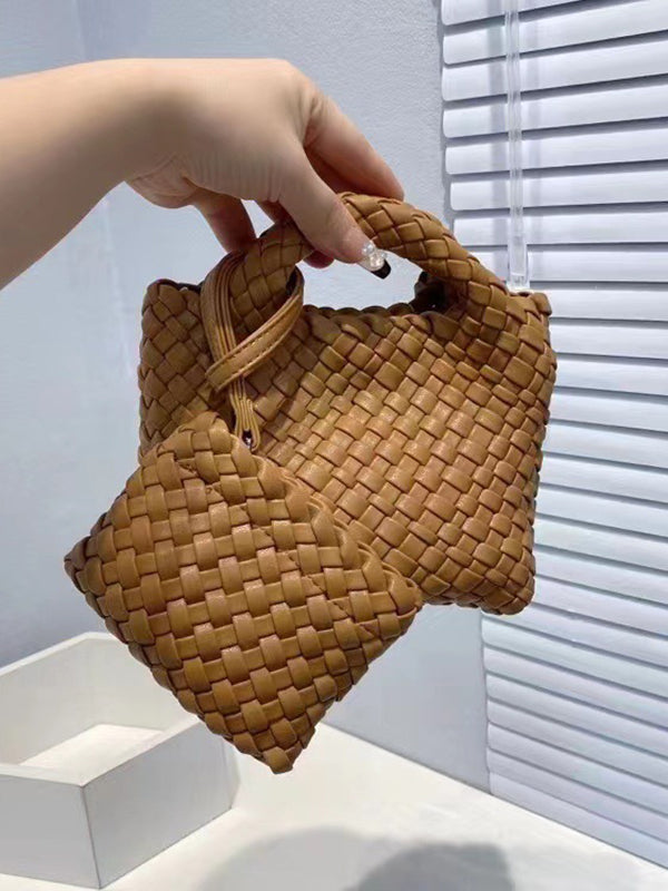 Solid Color Woven Handbags Bags