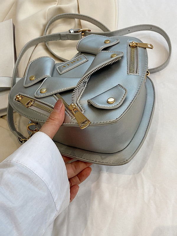 Heart Shape Split-Joint Zipper Handbags Crossbody Bags Bags