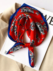 Flower Print Leisure Square Silk Scarf