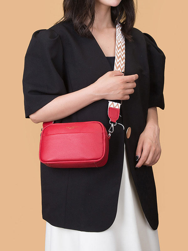 Letter Print Printed Solid Color Zipper Crossbody Bags