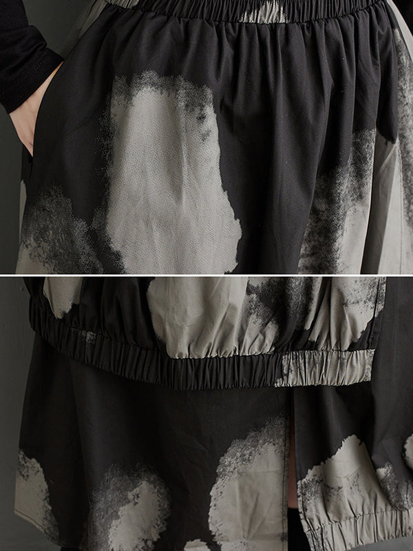 Asymmetric Elasticity Pleated Split-Joint High Waisted Loose Skirts