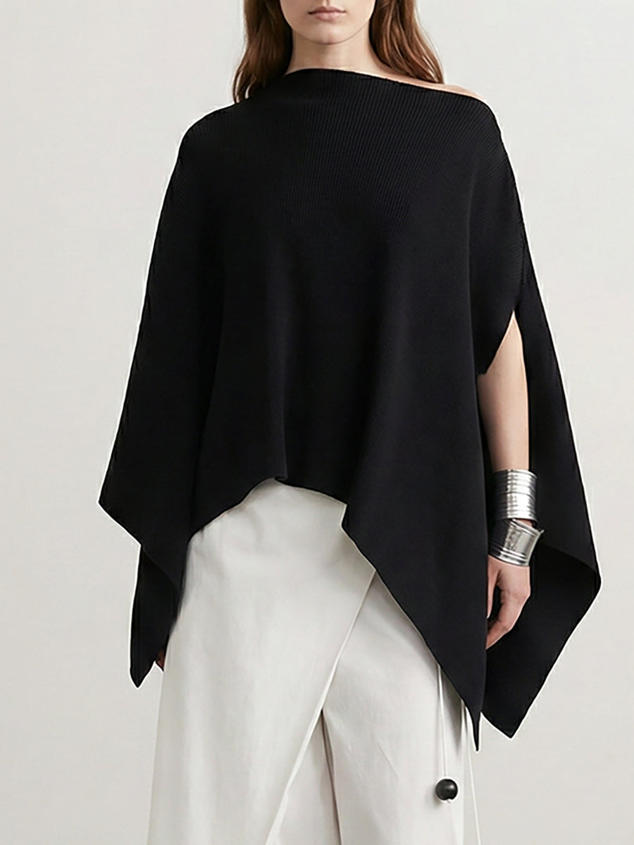 Asymmetric Solid Color Batwing Sleeves Loose One-Shoulder Blouses&Shirts Tops