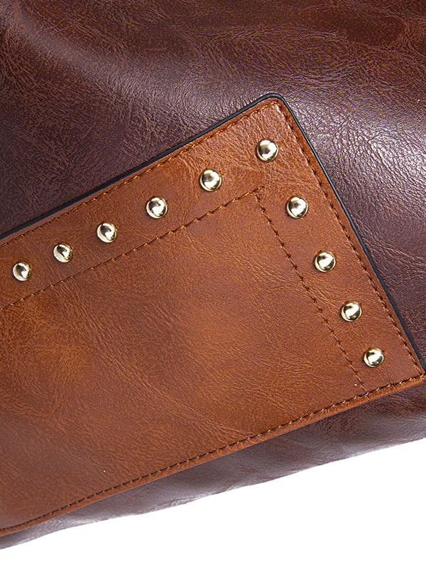 Contrast Color Rivet Split-Joint Handbags Bags