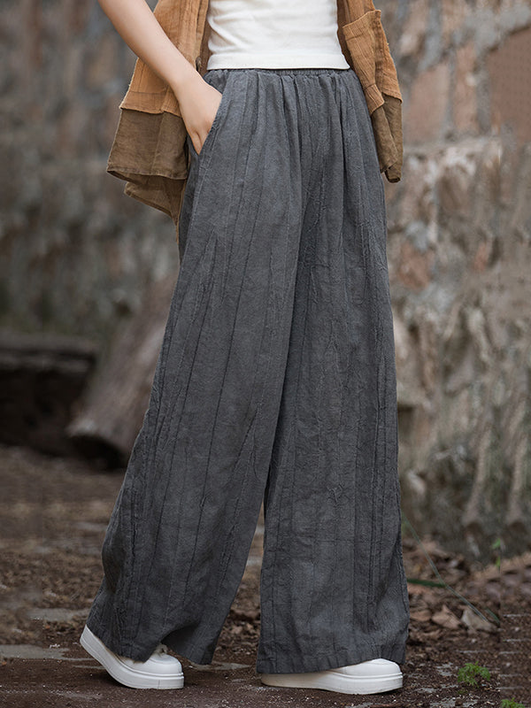 Elasticity Pockets Tie-Dyed Wide Leg Trousers Casual Pants Bottoms