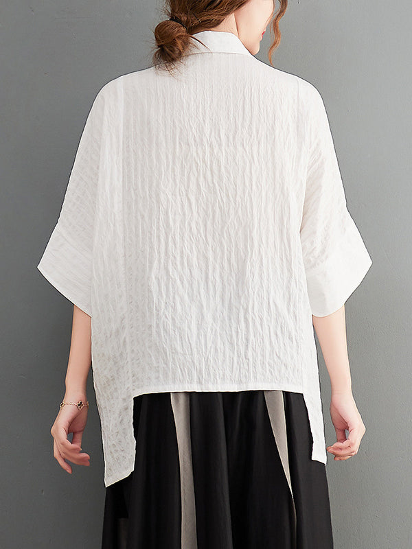 Original Simple Casual Loose Solid Color Cross Blouse
