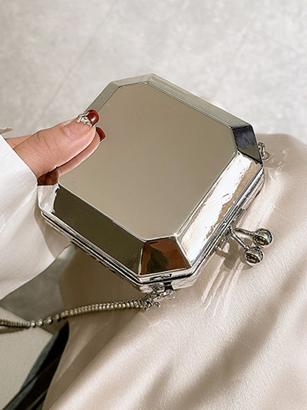 Chains Geometric Solid Color Satchels Crossbody Bags