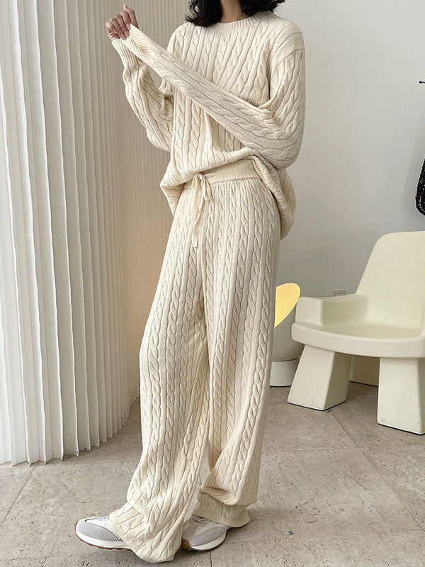 Original Creation Wide Leg Loose Jacquard Solid Color Casual Pants Bottoms