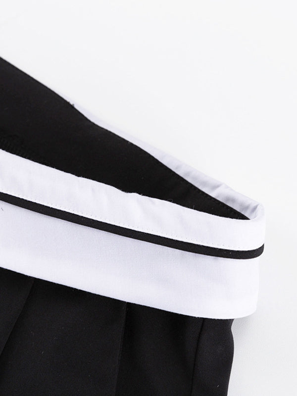 Split-Joint High Waisted Wide Leg Trousers Casual Pants Bottoms