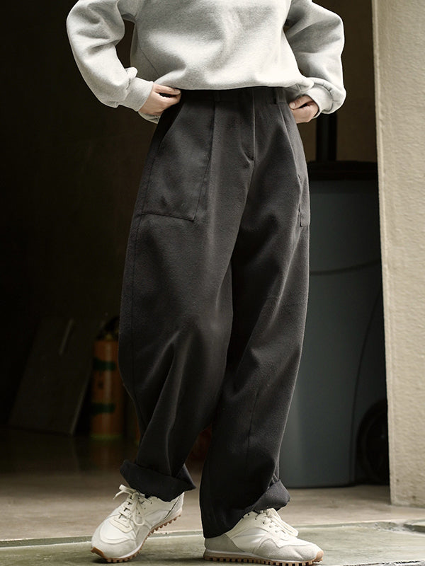 Casual Loose Wide Leg Solid Color Pants
