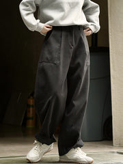 Casual Loose Wide Leg Solid Color Pants