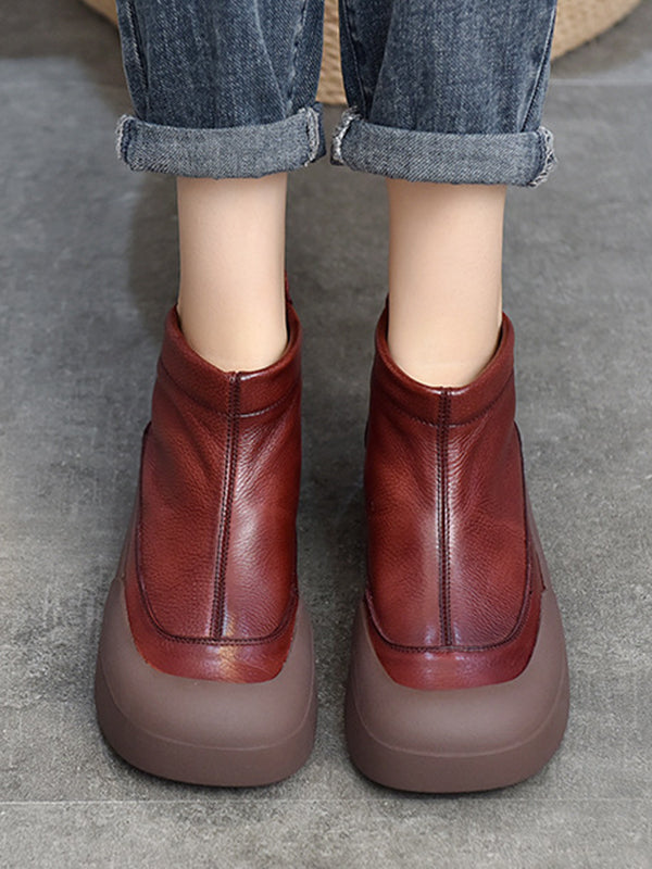 Round-Toe Zipper Boots