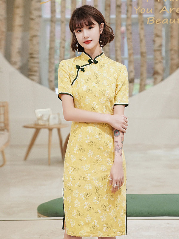 Original Applique Buttoned Stand Collar  Cheongsams