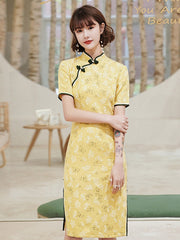 Original Applique Buttoned Stand Collar  Cheongsams