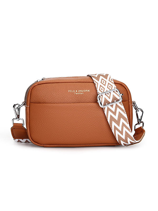 Letter Print Printed Solid Color Zipper Crossbody Bags