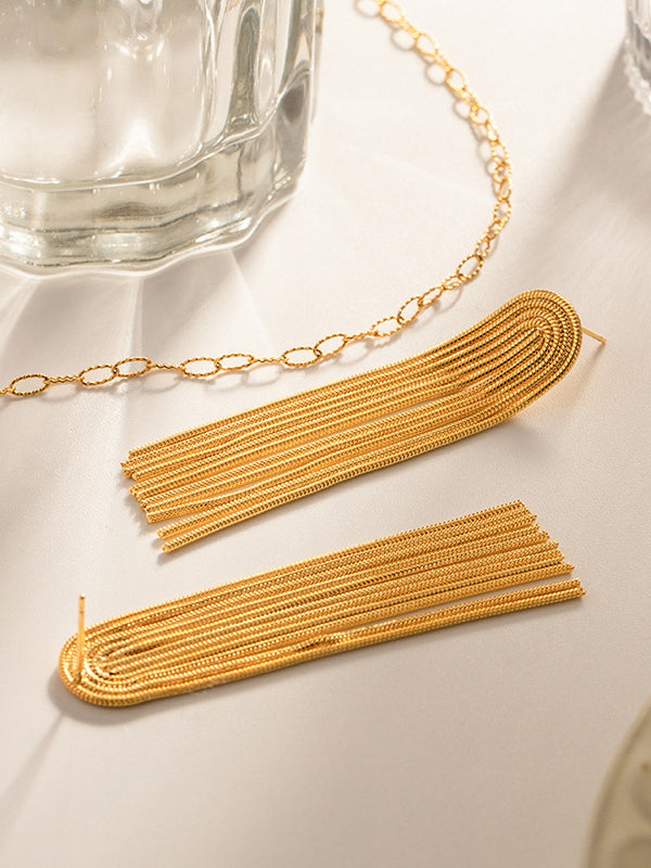 Solid Color Tasseled Earrings Accessories Drop Earrings