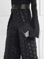 Loose Wide Leg Polka-Dot Solid Color Casual Pants Bottoms Trousers