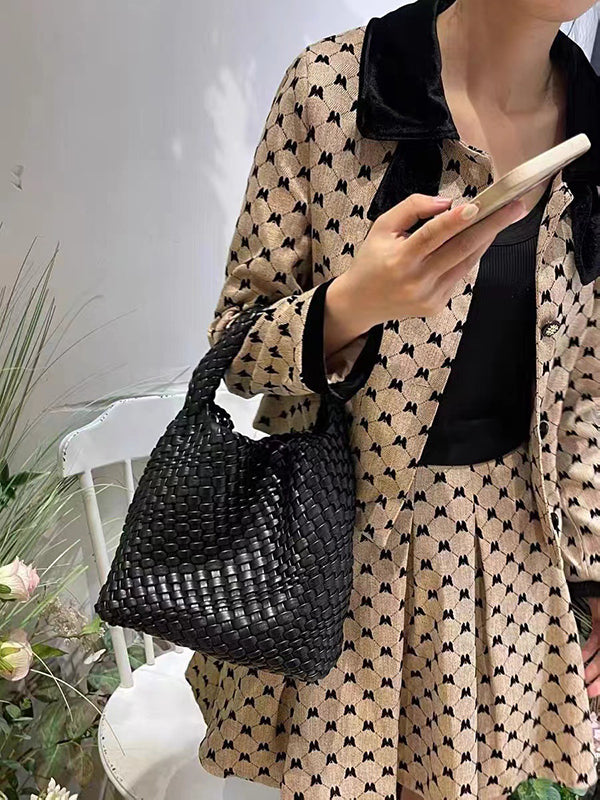 Solid Color Woven Handbags Bags