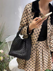 Solid Color Woven Handbags Bags
