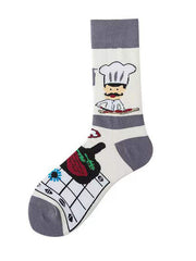 Cartoon Printed Contrast Color Sweat-Absorbing Socks Accessories