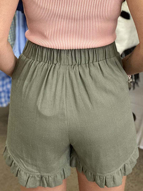 Elasticity High-Waisted Solid Color Split-Front Loose Wide Leg Shorts