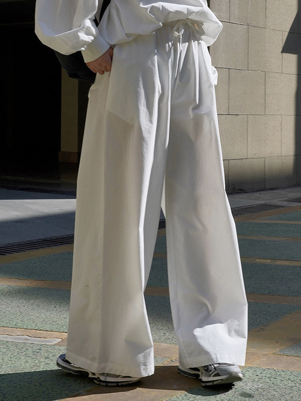 Solid Color High Waisted Wide Leg Trousers Casual Pants Bottoms