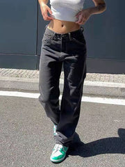 Split-Joint Straight Leg Jean Pants Bottoms