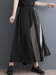 Asymmetric Polka-Dot Printed Split-Joint High Waisted Loose Trousers Pants Culotte