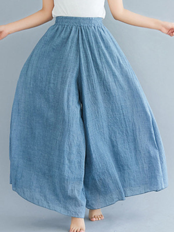 Elasticity Solid Color Loose Wide Leg Trousers Pants Culotte