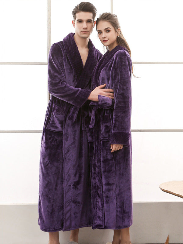 Comfortable Solid Bandage Pajama Robe